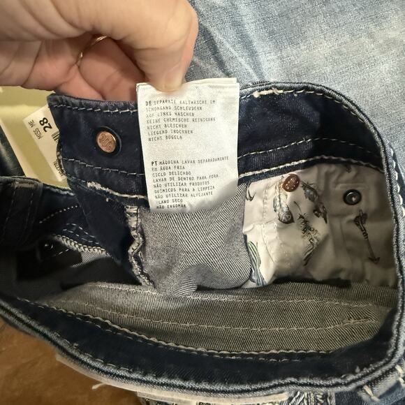 Miss Me Mid-Rise Boot Jeans 28x34 NWT Longhorn Skull Embroidered Pockets M9437B1 - Picture 5 of 10